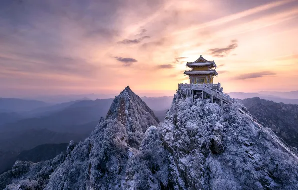 Picture mountains, rocks, Asia, temple