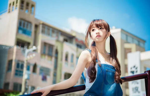 Summer, look, girl, the city, street, model, Asian, beautiful