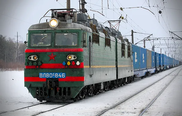 Picture winter, train, locomotive