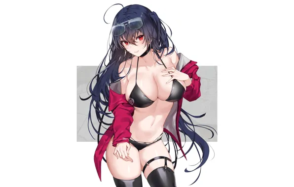 Picture girl, sexy, long hair, boobs, anime, beautiful, pretty, brunette