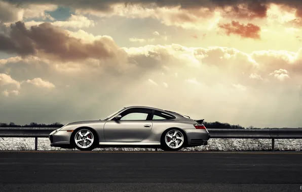 The sun, glare, 911, Porsche, silver, Porsche, silvery, profile