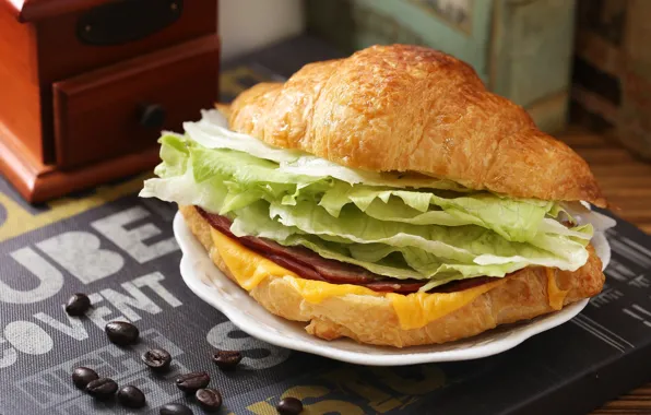 Sandwich, sausage, salad