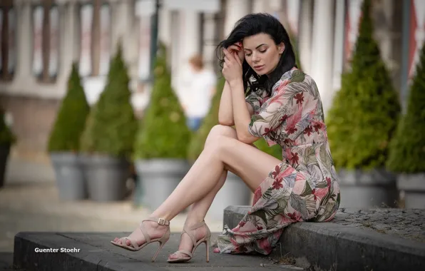 Girl, dress, sitting, Lena, Guenter Stoehr