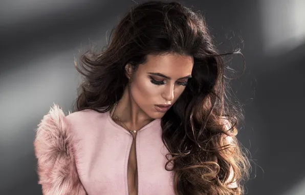 Picture girl, background, model, makeup, hairstyle, brown hair