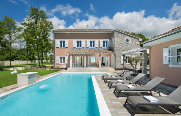Villa, pool, architecture, terrace, Croatia, villa Green Frame, villa in Central Istria