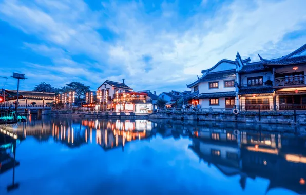 Lights, reflection, home, China, Xitang