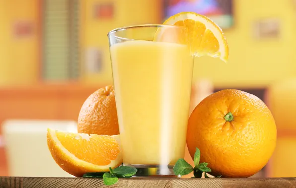 Oranges, mint, slices, orange, orange juice, orange juice, mint, cloves