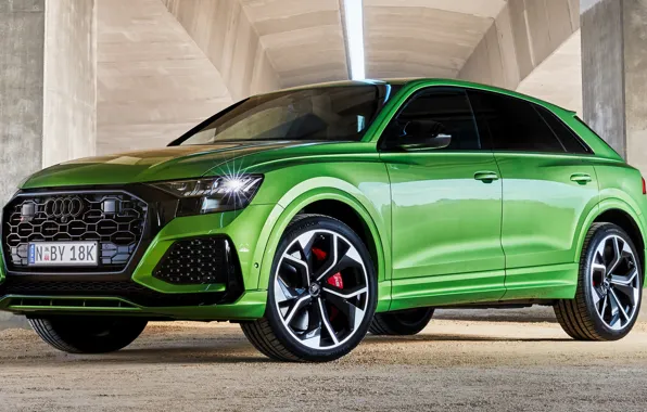Car, machine, Audi, green, rooms, wheel, crossover, RS Q8