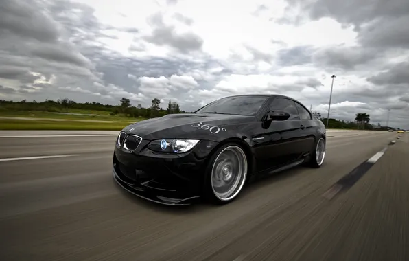 Picture the sky, black, BMW, speed, BMW, highway, black