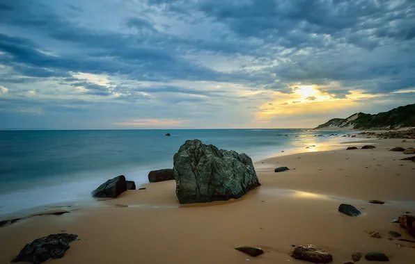Sea, landscape, sunset