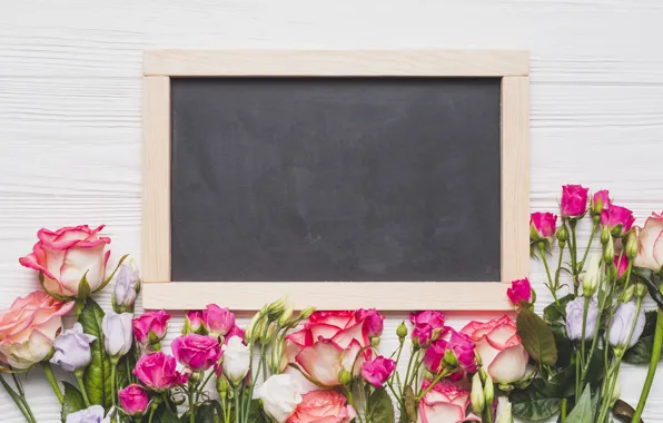 Picture flowers, roses, Board, pink, buds, wood, pink, flowers