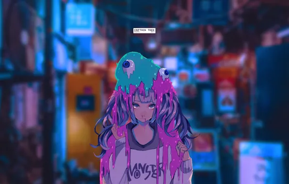 Girl, street, monster, the evening, mucus, retouching, by Captain-Tree