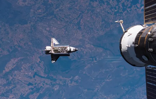 Picture Space, Earth, Shuttle, Soyuz TMA