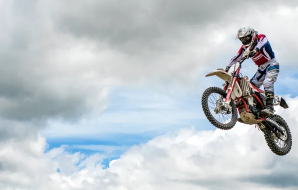 Picture the sky, jump, sport, motorcycle