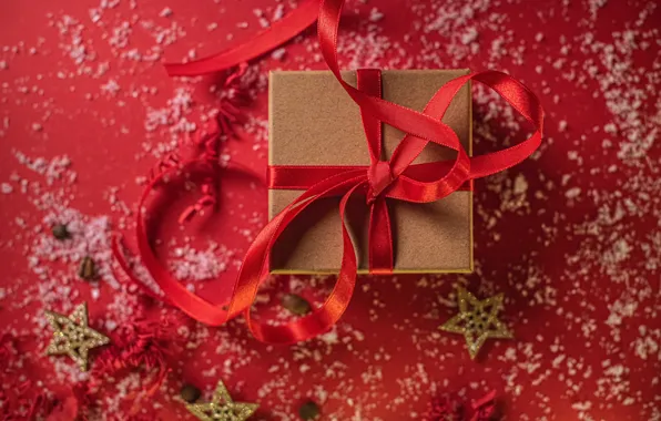 Snow, holiday, box, gift, Christmas, tape, New year, bow