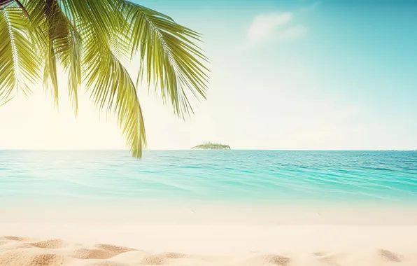 Sand, sea, wave, beach, summer, the sky, palm trees, shore