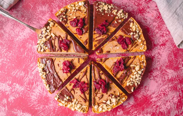 Food, chocolate, pie, cake, fabric, nuts, cakes