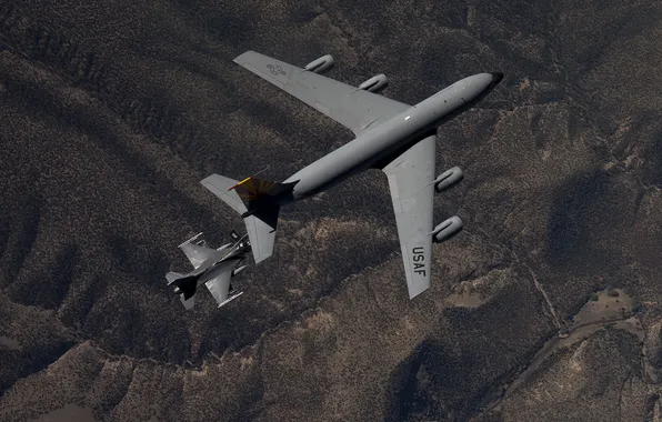 Picture landscape, F-16, Fighting Falcon, KC-135, Stratotanker, "Fighting Falcon"