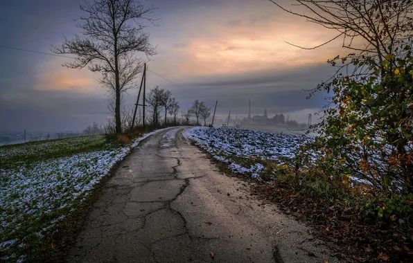 Picture road, autumn, night