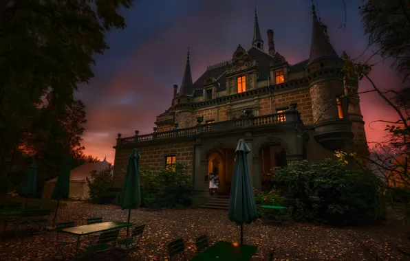 Lights, night, twilight, castle