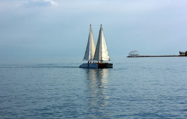 Picture sea, the sky, water, boat, pierce, sail