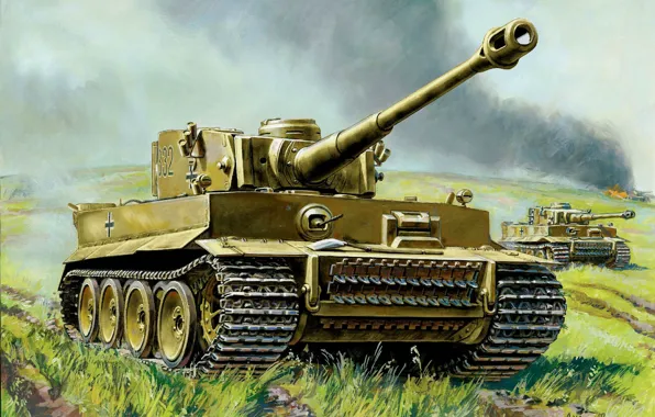 Wallpaper Tank, Art, Heavy, Panzerkampfwagen Ausf-VI Tiger.E, German ...