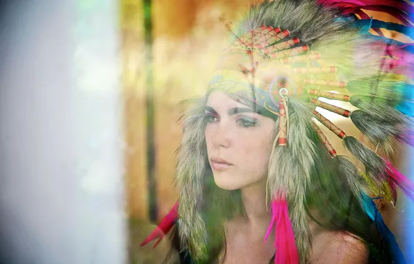 Picture glass, girl, portrait