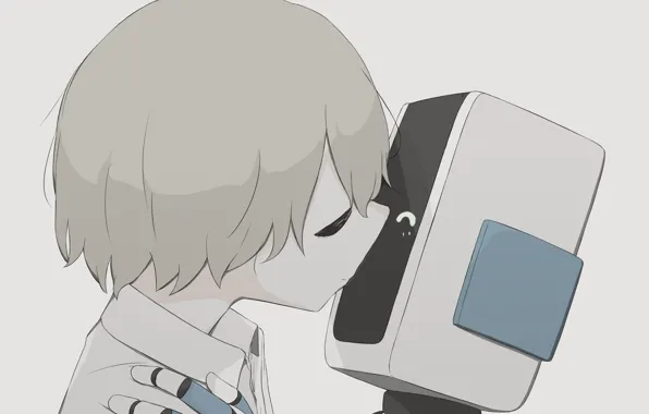 Robot, kiss, boy, by avogado6