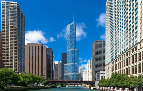 The city, skyscrapers, Chicago, Michigan, usa, chicago, Illinois