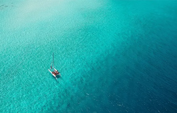 The ocean, boat, sails, catamaran, the, Philippines, turquoise water, calm water