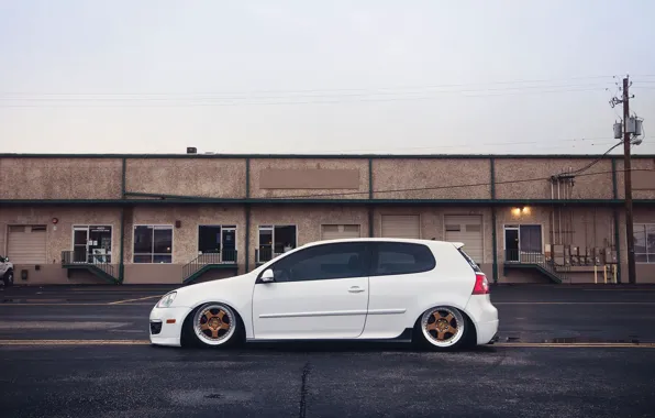 Picture white, golf, stance, profile, mk5, Volkswagtn