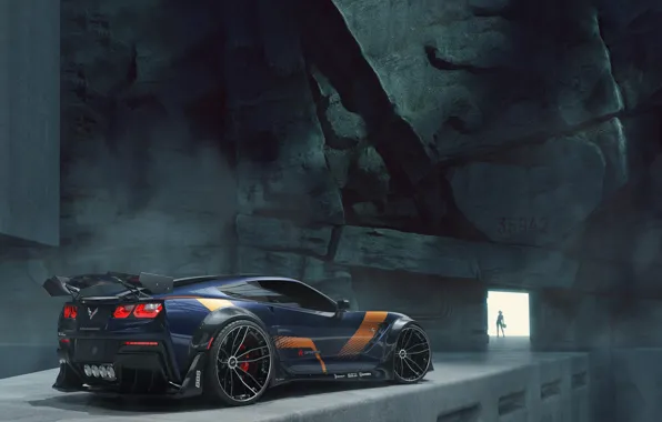 Auto, Machine, Cave, Grey, Silhouette, Chevrolet Corvette, Sports car, Transport & Vehicles