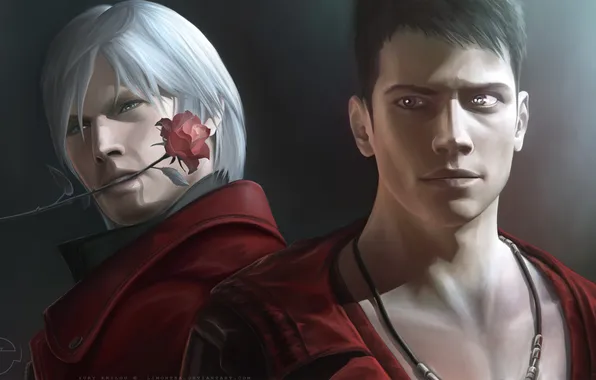 Flower, rose, guy, Dante, Devil May Cry