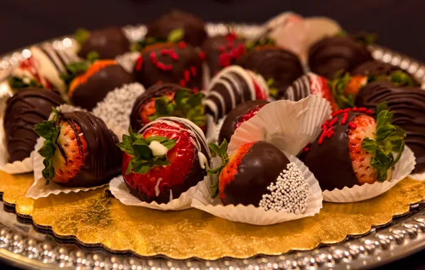 Picture chocolate, strawberry, sweets, dish