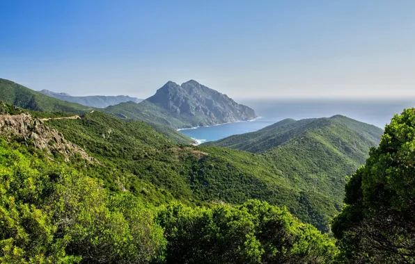 Picture mountains, coast, France, Corsica, Corsica