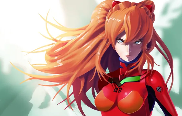 Girl, girl, red hair, jumpsuit, Neon Genesis Evangelion, red hair, Asuka Langley Soryu, anime girls