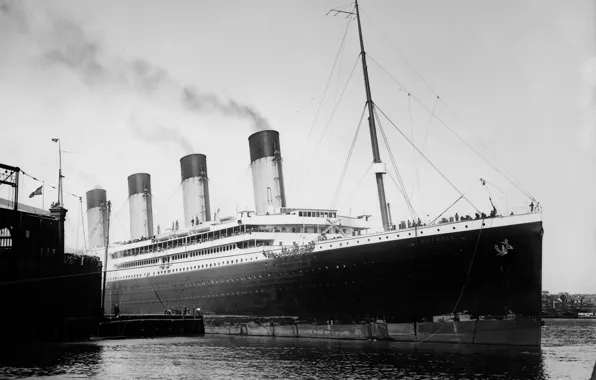 Old photo, The ship, liner, Olympic, Olympic, Black and white, White Star Line, Sistership
