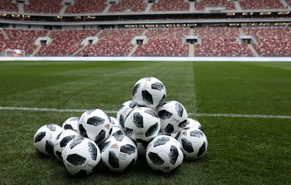 Picture The ball, Sport, Football, Russia, A lot, Adidas, 2018, Stadium