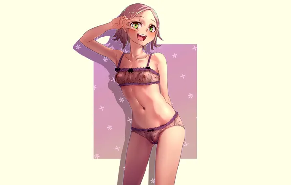 Girl, sexy, cleavage, erect nipples, green eyes, pussy, boobs, anime