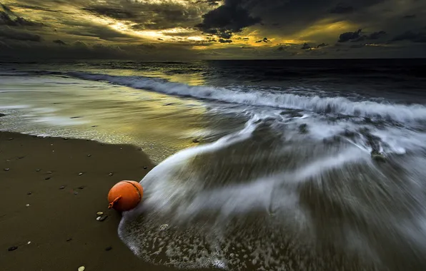 Sea, landscape, night