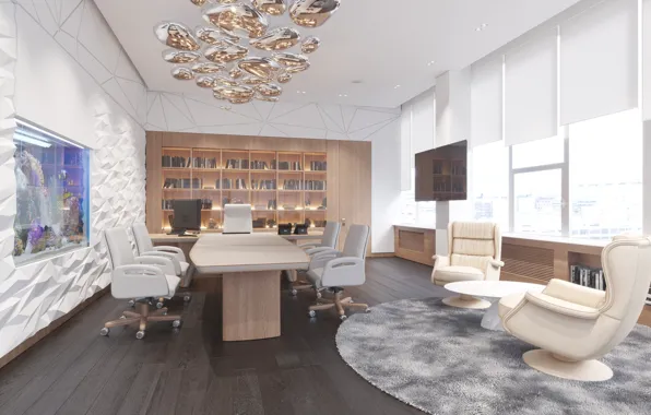 Furniture, aquarium, interior, office, Cabinet of the Big Boss