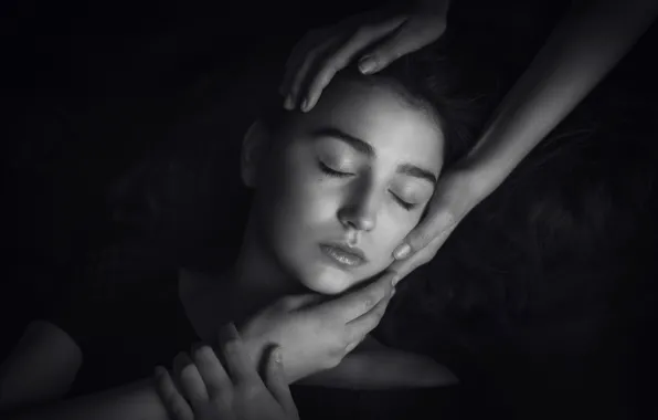 Picture stay, girl, black and white photography