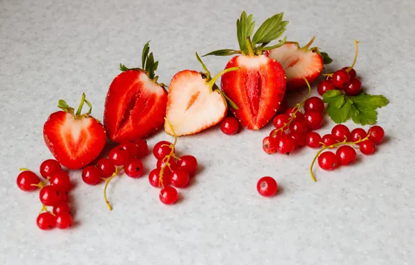 Berries, table, strawberry, red, placer, light background, red, currants