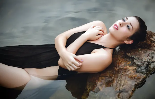 Picture girl, pose, lake, Laura