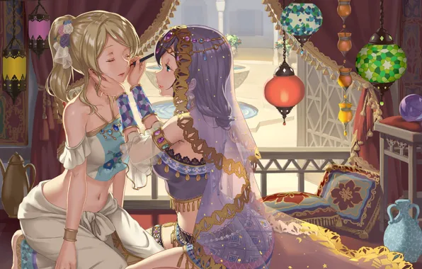 Girls, makeup, lanterns, Love Live! School Idol Project, Living Love!