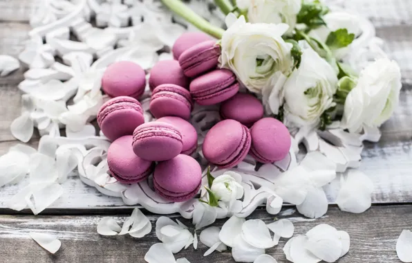 Picture flowers, petals, sweet, macaron, bouquet of peonies