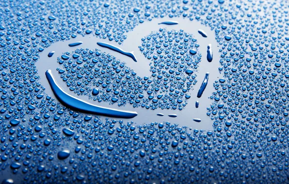 Picture water, drops, background, blue, widescreen, Wallpaper, mood, heart