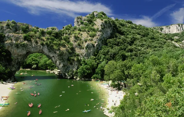 Sea, bridge, France, arch, Vallon-Pont-d'arc