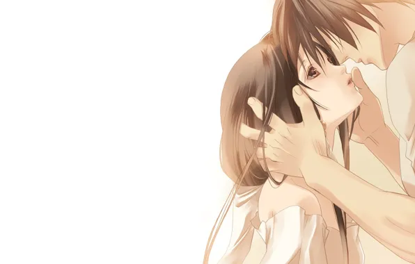 Wallpaper look, girl, love, feelings, kiss, anime, art, pair for mobile and  desktop, section прочее, resolution 1920x1200 - download