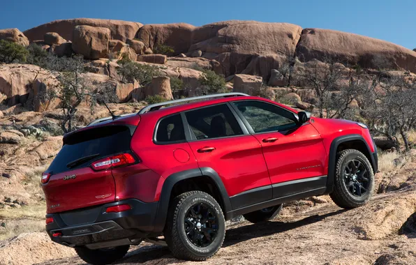 Picture red, jeep, SUV, Jeep, Cherokee, Trailhawk